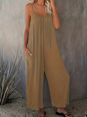  V Neck Wide Leg Summer Jumpsuit