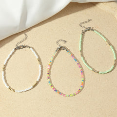 Colorful Beaded Anklet Set - Summer Beach Jewelry