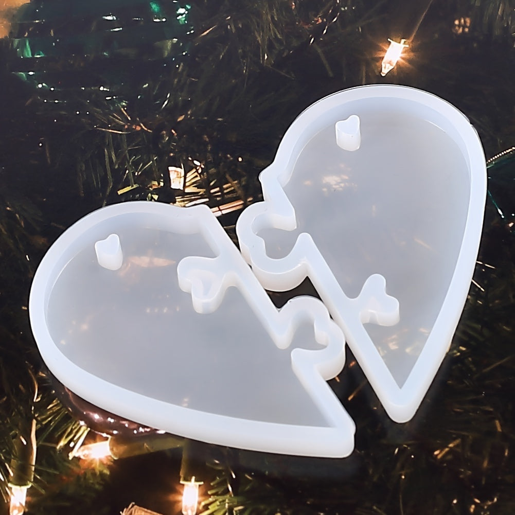Heart Puzzle Pendant Silicone Mold Love Lock Resin Mold