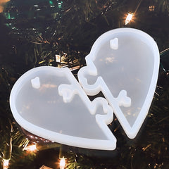 Heart Puzzle Pendant Silicone Mold Love Lock Resin Mold
