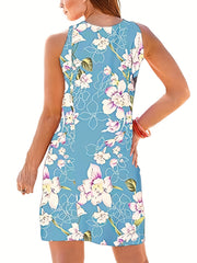  Tile Print V Neck Stretch Maxi Dress