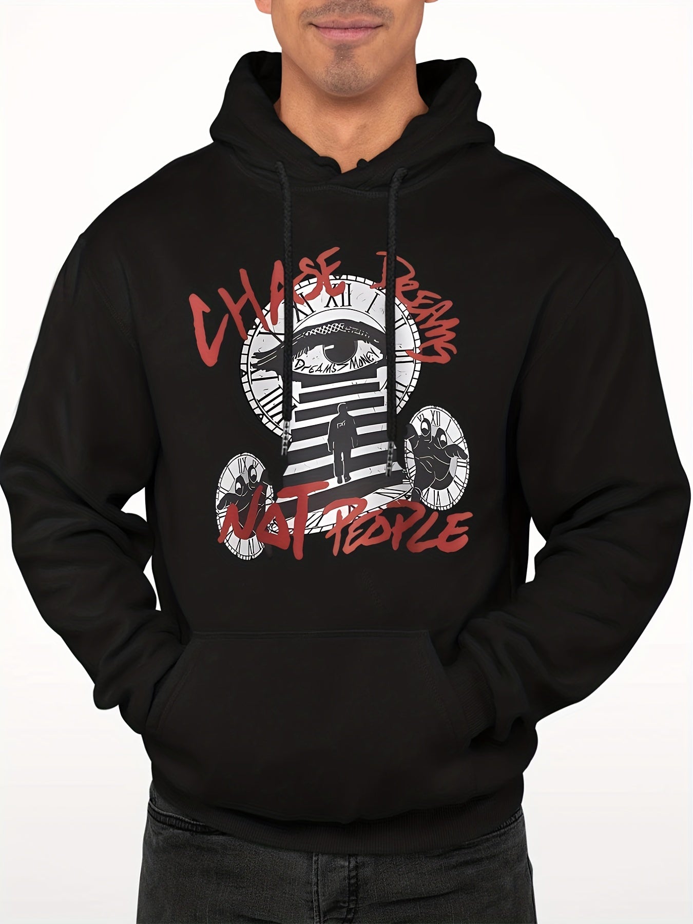Men's Eye Print Hoodie Long Sleeve Casual Sweatshirt
