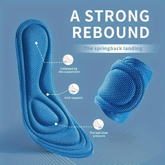 1 Pair 5D Grey Sports Insoles Memory Foam Orthopedic Anti Odor High Elastic