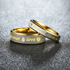 Forever LOVE Titanium Steel Couples Ring Stainless Steel Faux Diamond Ring