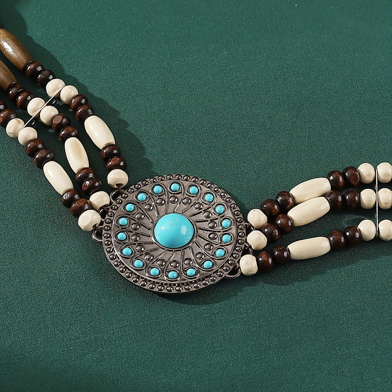 Boho Style Wide Head Chain Wooden Bead Hair Band