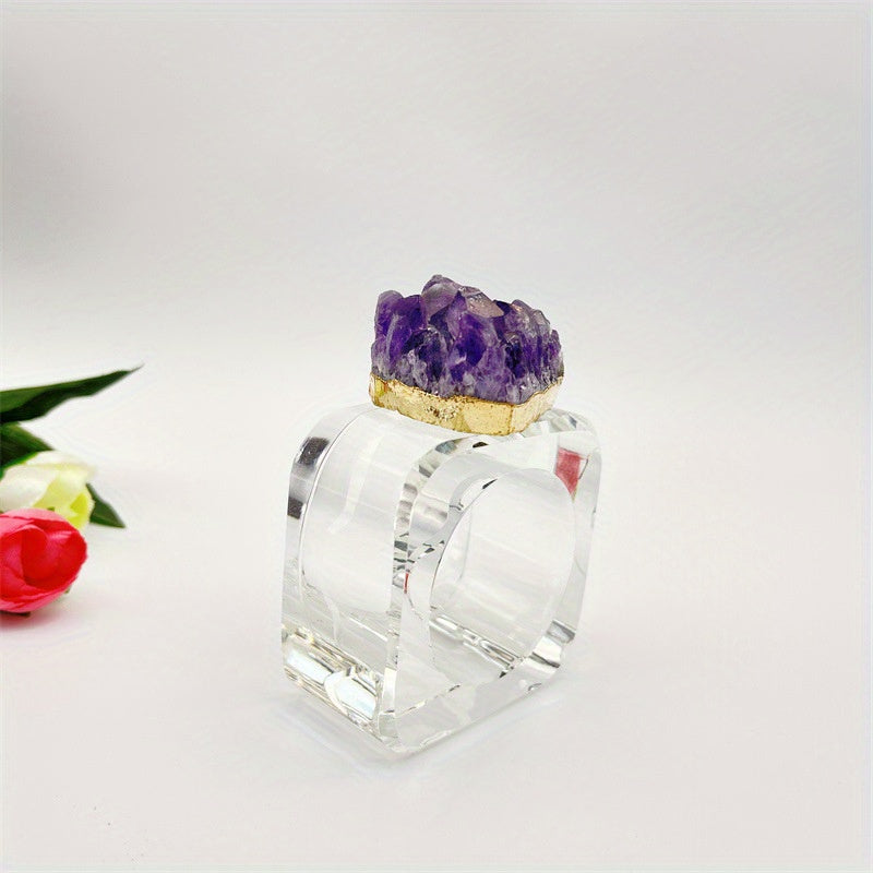 Golden Plated Amethyst Cluster Natural Mineral Specimen