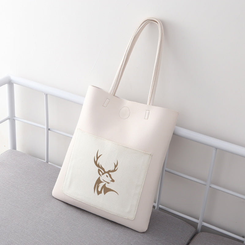 Deer Head Print Shoulder Bag Large Capacity Handbag