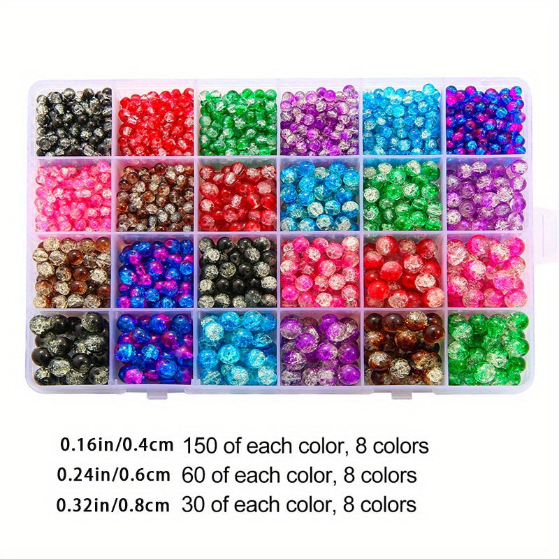Glass Bead Set Box 8 Beaded Loose Beads DIT Bracelet Necklace Jewelry