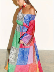  Colorblock Boho Maxi Dress