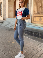  Button Fly Stretch Skinny Jeans