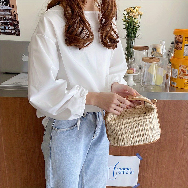 Boho Style Woven Straw Handbag Crossbody Bag for Women