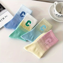 5 Pairs Letter Print Socks Women's Mid Tube Stockings