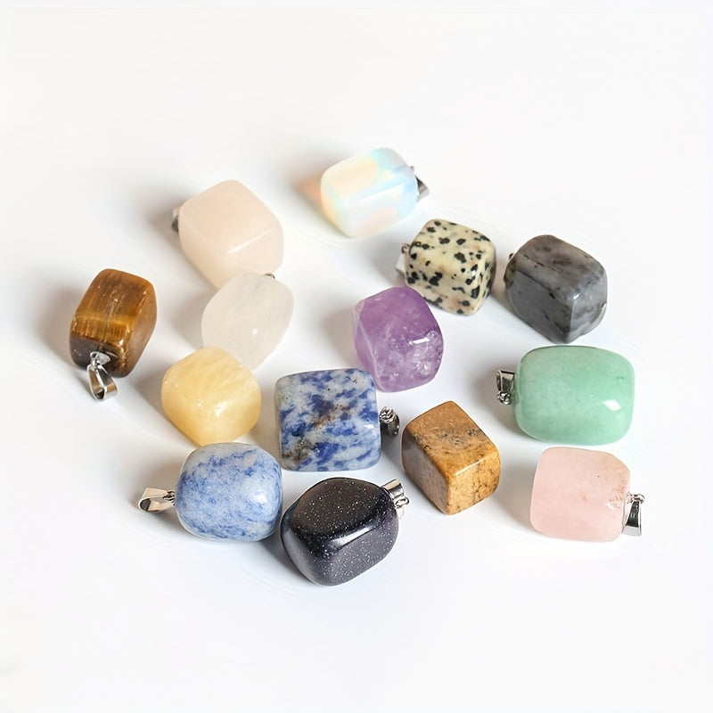 Cubic Raw Stone Pendant Necklace DIY Jewelry Accessory