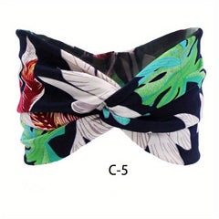 Boho Print Wide Headband Stretchy Sweatband for Women
