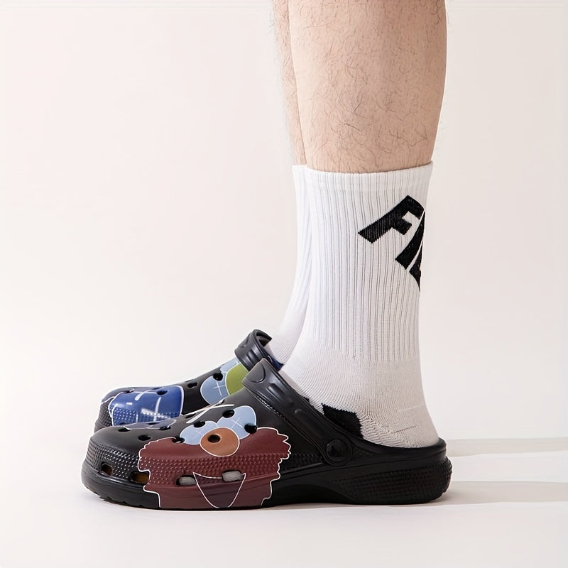 Men's Cartoon Print Platform Clogs