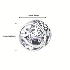925 Silver Purple Rhinestone Sister Charm DIY Accessory