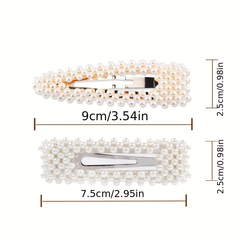 10 Pcs Faux Pearl Hollow Hair Clip Head Jewelry Hair Accessories