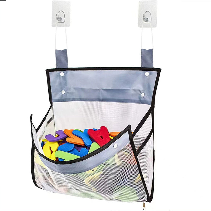 Mesh Bath Toy Organizer w/ Hooks - Extra Large Opening, Bathroom Toys