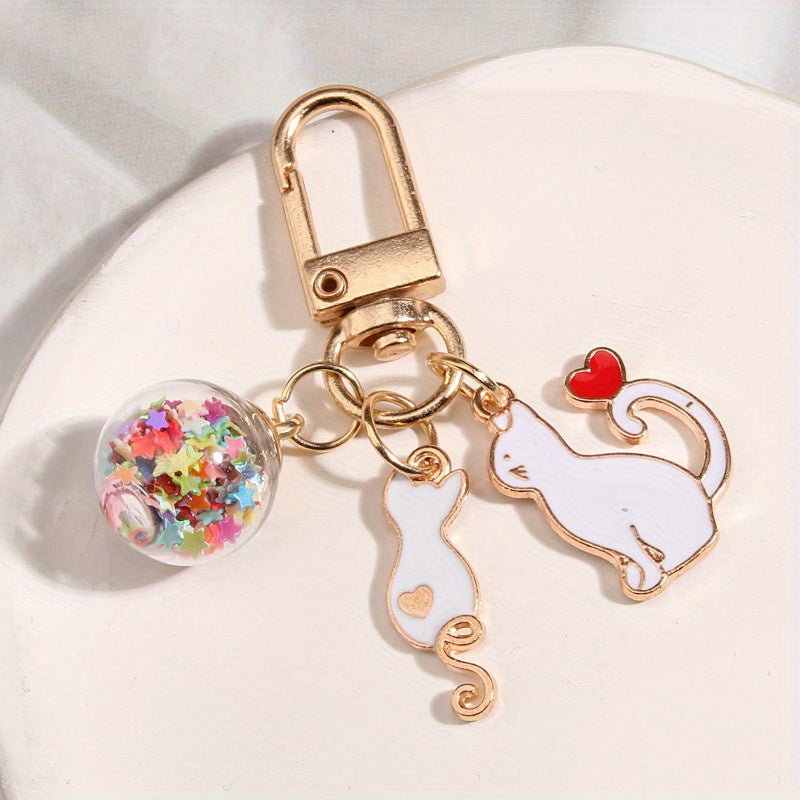 Cartoon Cat Keychain Animal Key Ring Purse Handbag Car Charm Phone Pendant Gift