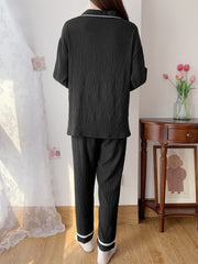 Women's Button Up Top & Pants Loungewear Set for Spring & Fall