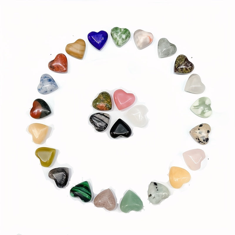10pcs Heart Shape Natural Stone Ornament for Home Decor & Jewelry Making