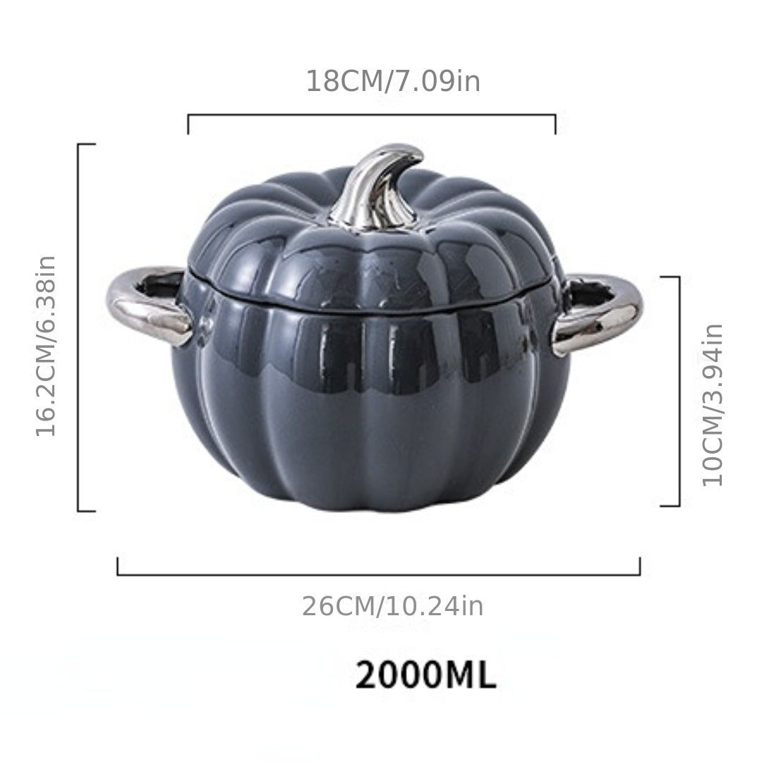 1pc Pumpkin Stockpot With Lid 18 01cm Ceramic Pumpkin Cooking Pot