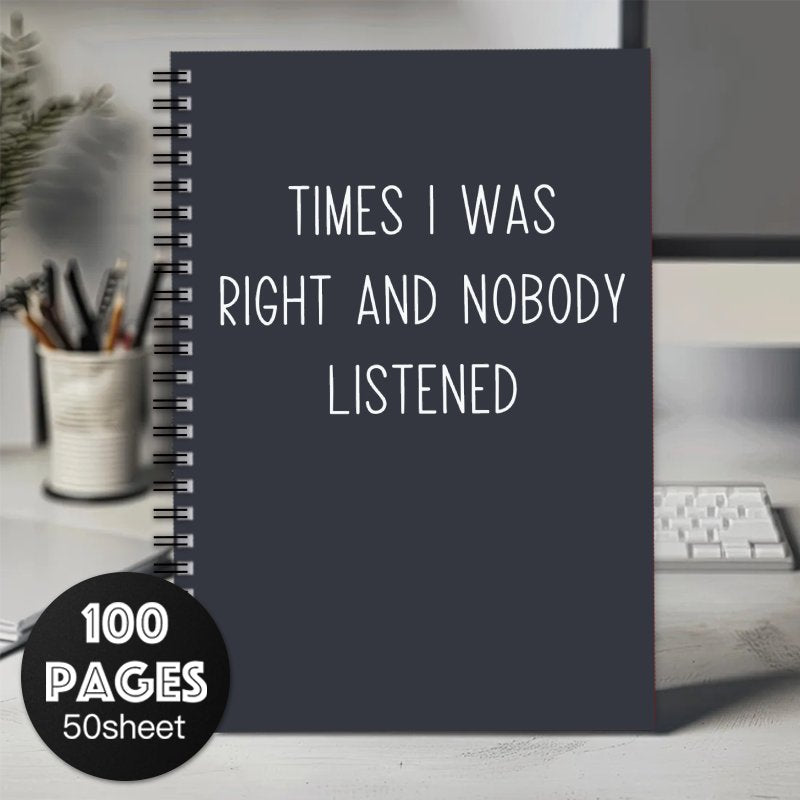 Funny Spiral Notebook: Times I Was Right and Nobody Listened