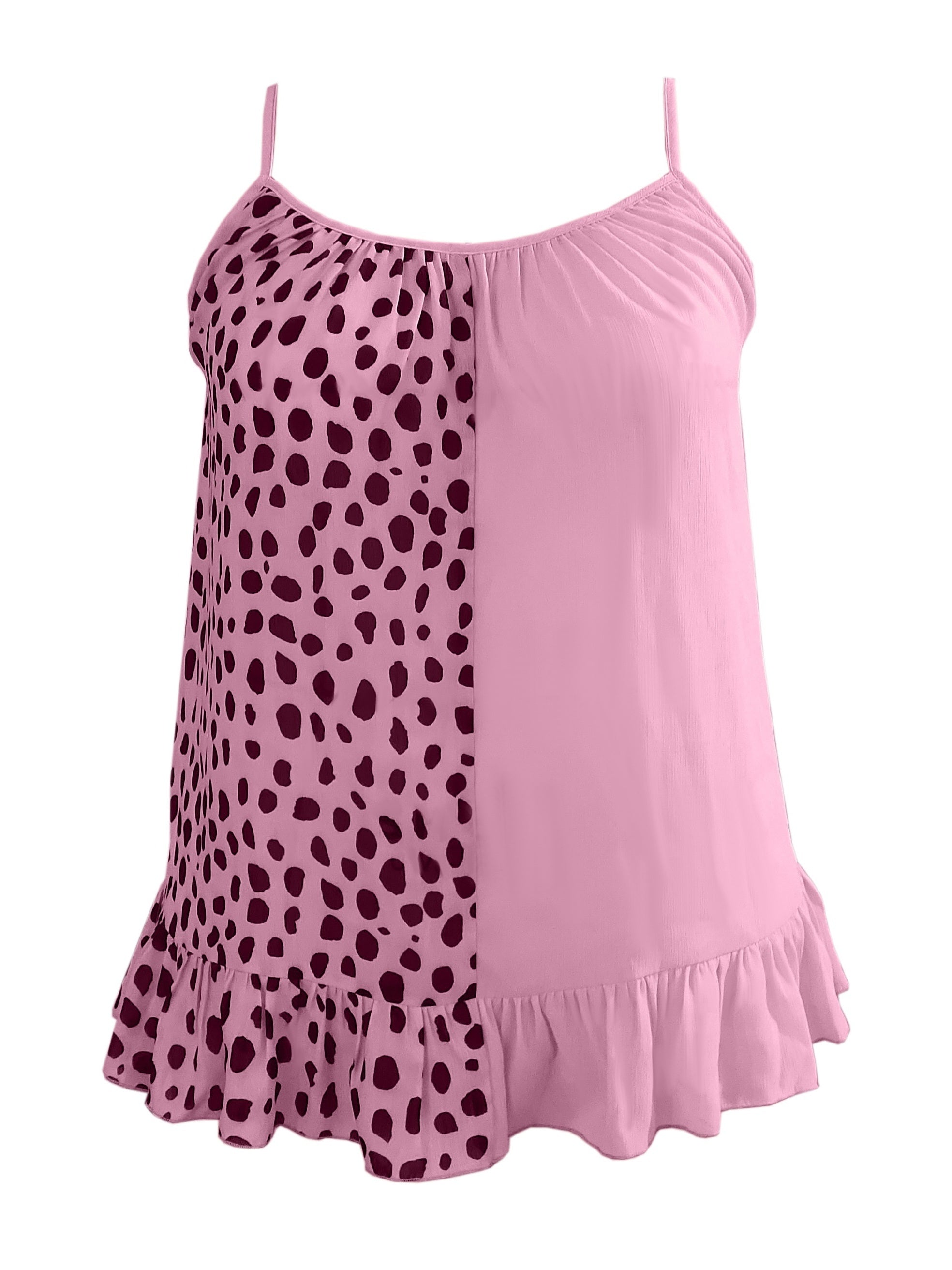  Colorblock Polka Dot Print Cami Top
