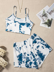 Tie Dye Pajama Set Cami Crop Top & Shorts