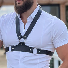Men's Leather Chest Strap for Matching Shirts