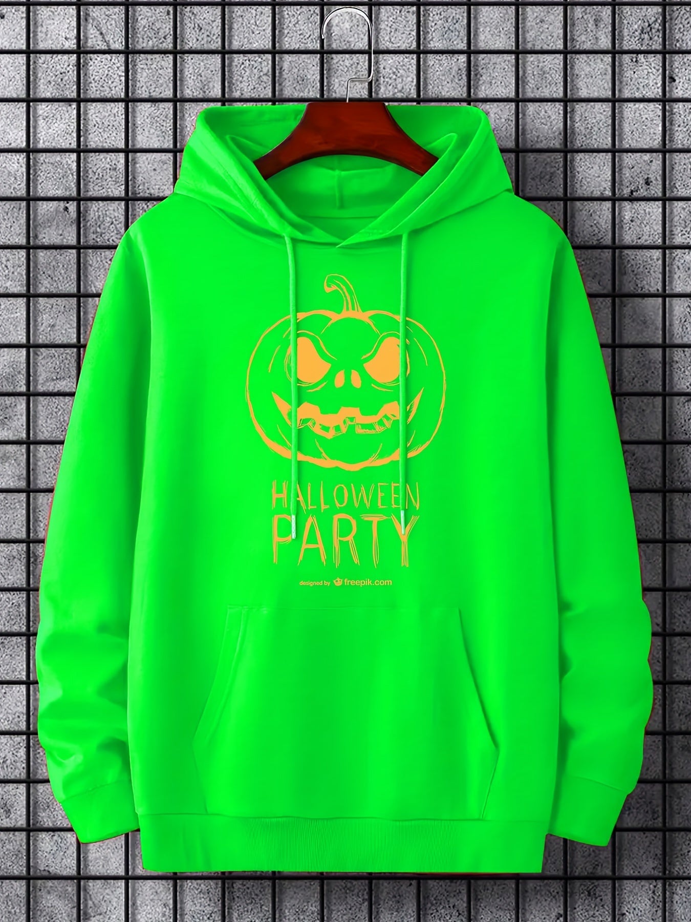 Men's Pumpkin Graphic Hoodie Halloween Style Drawstring Hooded Sweatshirt