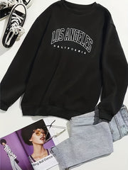 Los Angeles Preppy Sweatshirt Long Sleeve Casual Crew Neck Fall Winter Clothing