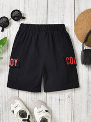 BOY Print Elastic Waistband Casual Shorts