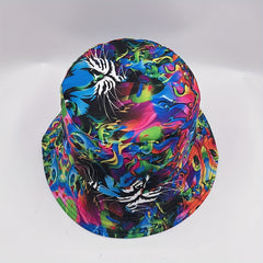 Tie Dye Tiger Print Bucket Hat Reversible Graffiti Printed Cotton Basin Hat