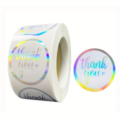 500pcs Rainbow Laser Thank You Stickers 2.54 cm for Gift Packaging Sealing