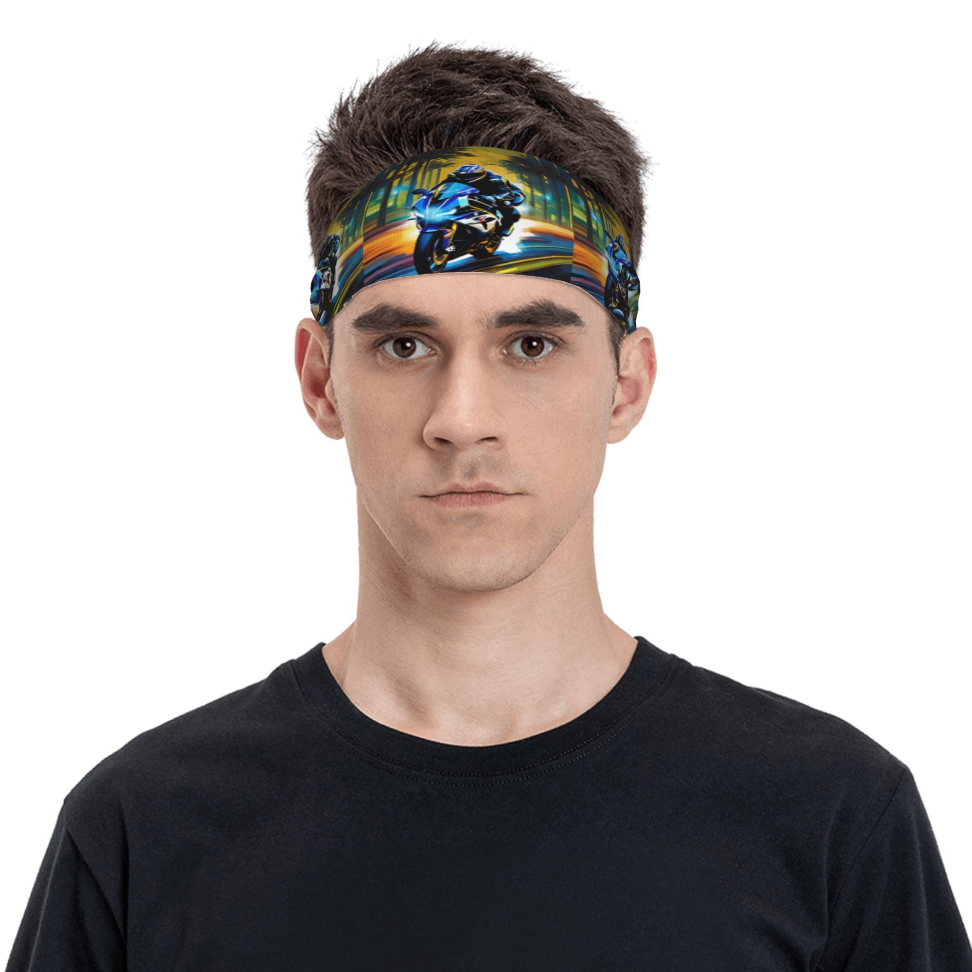 Unisex Sports Headband Motorcycle Rider Sweat Wicking Stretchy Polyester