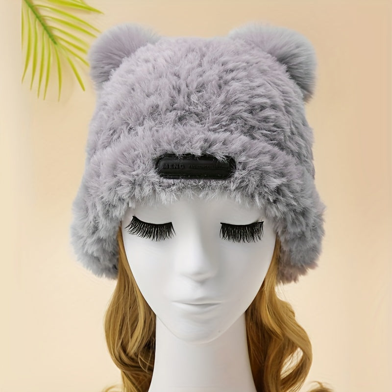 Warm Beanie Bear Ear Hat Lightweight Knitted Windproof Hat