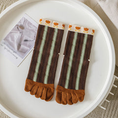 Floral Print Toe Socks 3D Textured Floor Socks