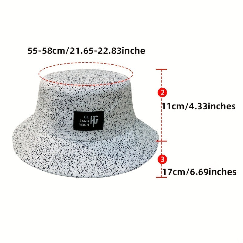 Dotted Solid Bucket Hat Label Patch Basin Hat Unisex Lightweight Fisherman Cap