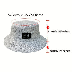Dotted Solid Bucket Hat Label Patch Basin Hat Unisex Lightweight Fisherman Cap