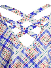 Plus Size Geometric Print Criss Cross Tank Top Women's Plus