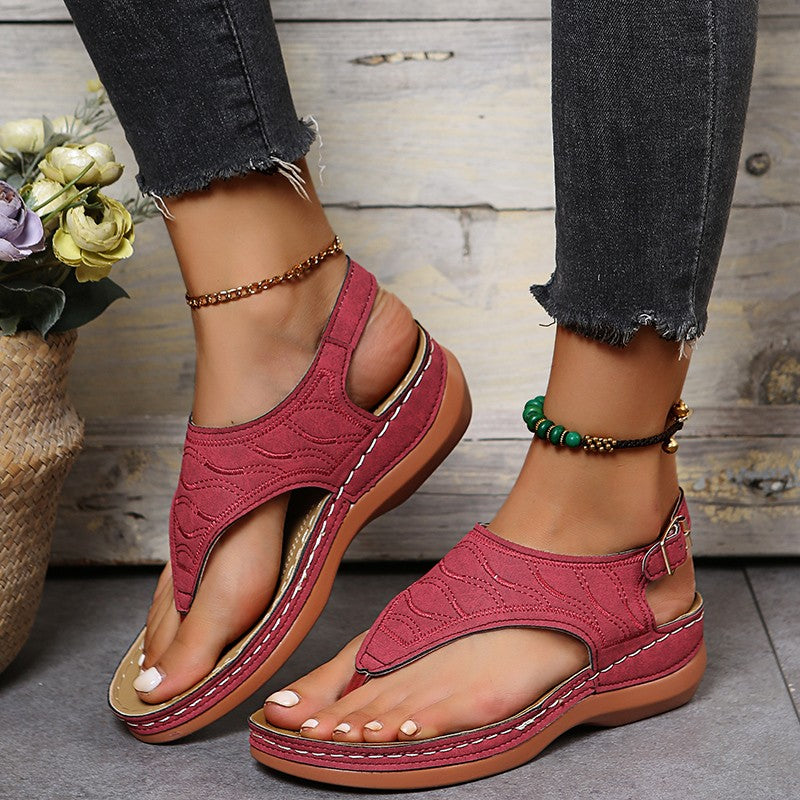 Women's Thone Wedge Sandals Retro Open Toe Shoes