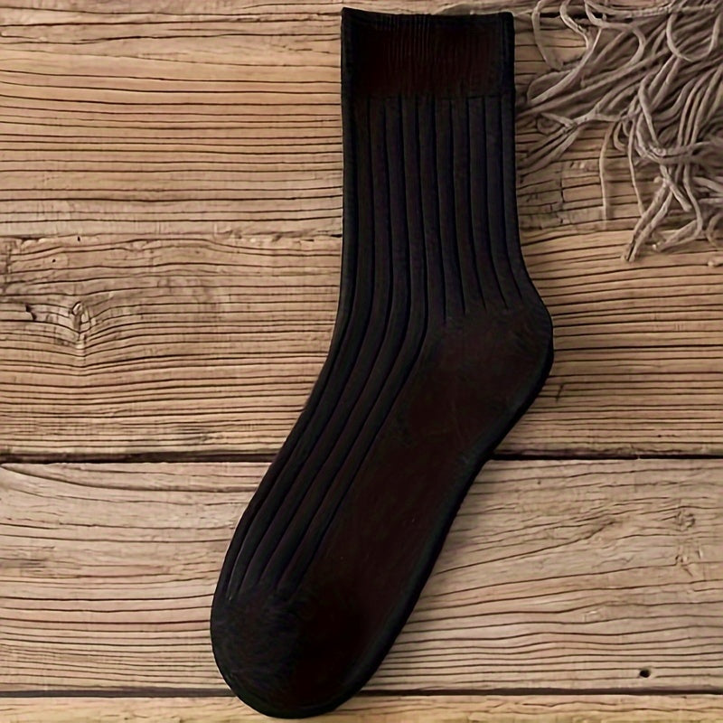 5 Pairs Women's Solid Socks Breathable & Comfy Stockings