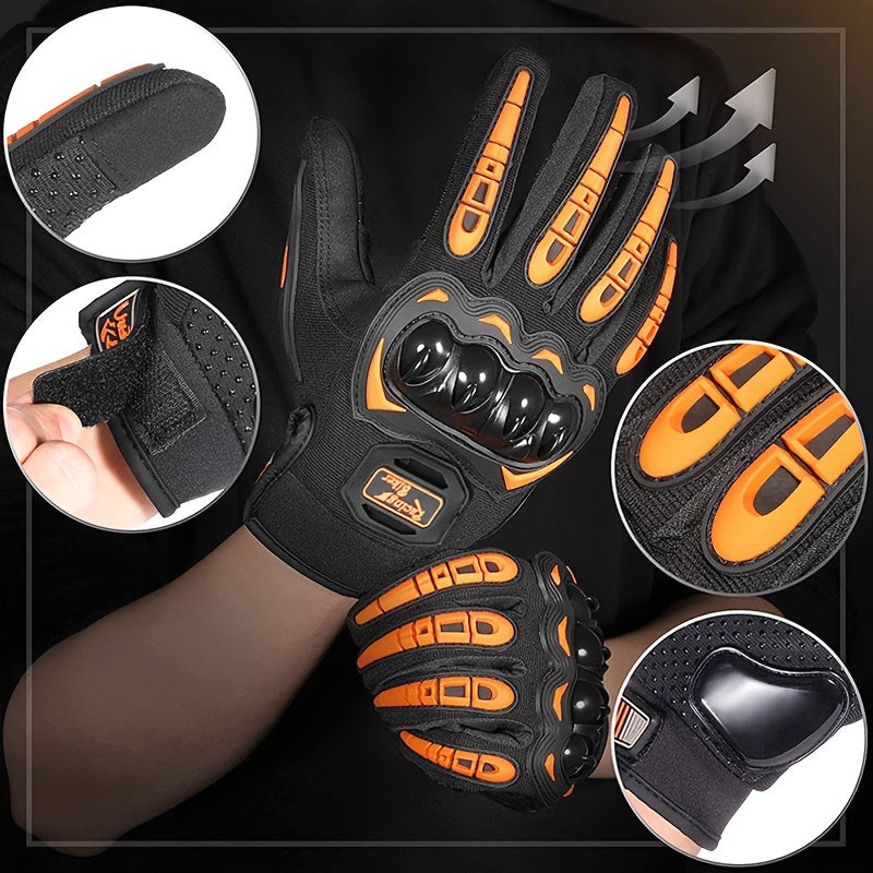 Touch Screen Motorcycle Riding Gloves with Hard Knuckle Protection