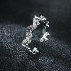 Butterfly Zircon Ring Inlaid Zircon Ring Female Opening Adjustable
