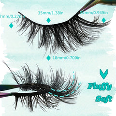 5 Pairs Fox Eye Lashes 24mm Wispy Faux Mink Lashes