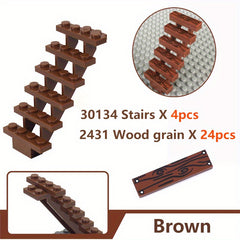 28pcs Wood Grain House Accessories Assembly Toys for Creative Kids & Adults