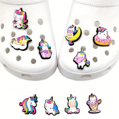 10Pcs Rainbow Horse Shoe Charms Shoe Decoration Cartoon Charms