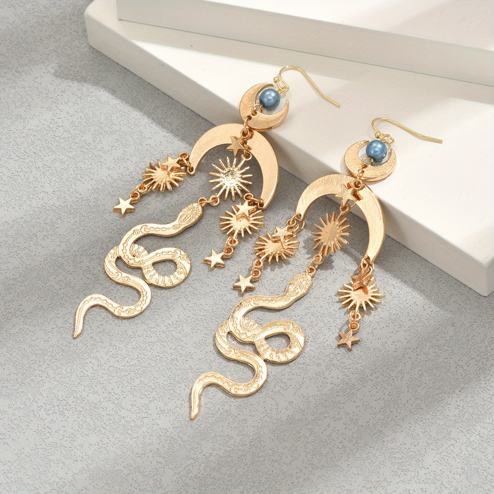 Boho Moon Sun Snake Star Earrings