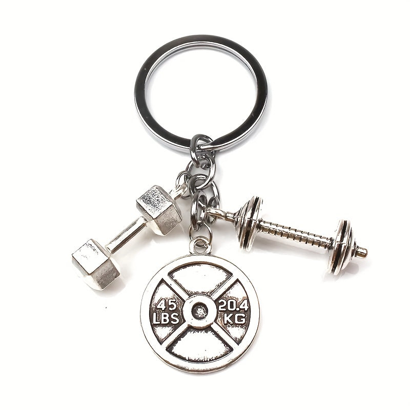 Men's Weight Lifting Keychain Gym Dumbbell Initial Charm Gift